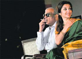 Mohan Agashe and Lilette Dubey in a scene from the play ‘Adhe Adhure’