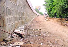 The incomplete portion of Partap Chowk flyover, which was to be opened to traffic on September 3