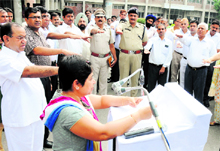 Neelam P Kasni, DC, administers a pledge against female foeticide to government staff in Karnal on Tuesday