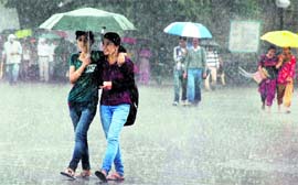 Heavy rain lashes Shimla on Tuesday.