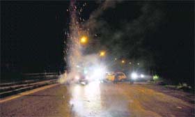 Baratis burst crackers in Srinagar. The marriage season begins in the Valley soon after the Ramzan month and Eid celebrations