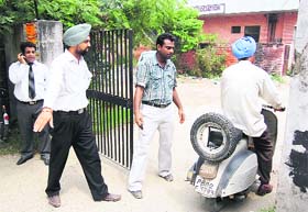 Members of the Amritsar Bar Association do a security check at the district courts complex in Amritsar on Wednesday