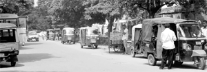 Passersby face difficulty in communiting due to auto-rickshaws parked on the road in Phase VI, Mohali