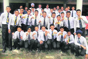 Cadets of the RIMC who won medals in the state shooting championship in Dehradun.