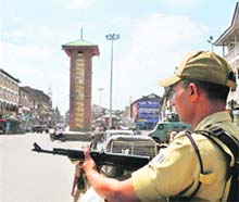 Security has been tightened in Srinagar in view of the Delhi bomb blast on Wednesday. 