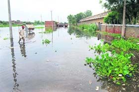 The submerged FCI road in Mansa