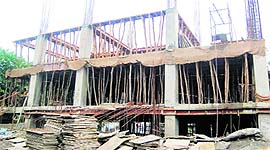 A shopping complex under construction in the Rajpur Road area in Dehradun.
