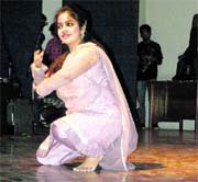 A student presents an event during the inaugural function of Utkarsh-11 in Kurukshetra.