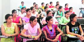 Students attend a workshop on marketing management in Kurukshetra.