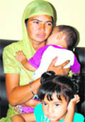 Satnam Kaur with her children in Amritsar