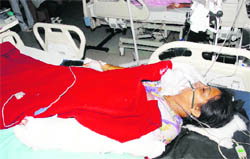 Karamjit Kaur undergoes treatment at a private hospital in Jalandhar
