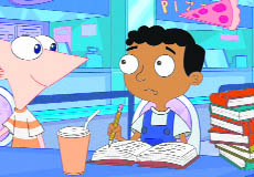 Phineas with Baljeet (right) in Phineas and Ferb: Across the 2nd Dimension