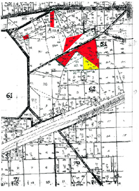 A map of Ludhiana shows the five pieces of land pledged by Kulwinder Singh Sandhu (in red) and the Ludhiana Improvement Trust land he tried to acquire illegally (in yellow)
