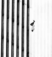 A photograph taken by Associated Press photographer Richard Drew, of a man falling from the North Tower of the World Trade Centre at 9:41:15 am became a powerful image of despair and helplessness in the immediate wake of the terrorist attack.