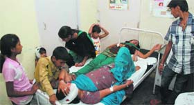 The injured being treated at the Civil Hospital, Bathinda, on Sunday.