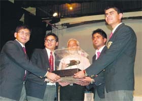 The Lawrence School team receives the trophy