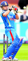 Raina during his knock of 84 at Lords on Sunday