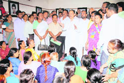 Uttarakhand Chief Minister BC Khanduri addresses a gathering at the statehood Martyrs Memorial in Dehradun on Monday. 
