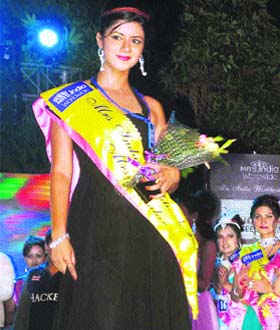 The winner of Mrs Popular title, Bharti Singhal, at a fashion show in Faridabad