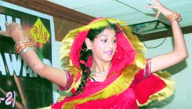 A girl performs during a three-day musical talent audition at the KL Sehgal Auditorium in the local Abhinav Theatre in Jammu on Monday.