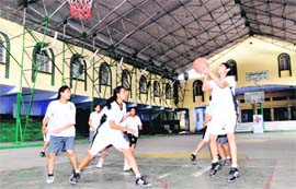 Players in action in the Gardener Silver Jubilee Inter-school Basketball Tournament for Girls in Dehradun on Tuesday.