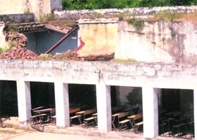 The dilapidated condition of the rooms and the building of Government Girls Senior Secondary School near the old bus stand in Rohtak