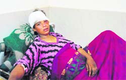 Shameema, an accident victim, at the GMCH in Jammu on Wednesday