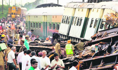Rescue work in progress at the train accident site in Arakkonam on the outskirts of Chennai
