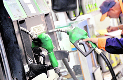 A view of a petrol vending machine in Ludhiana on Friday