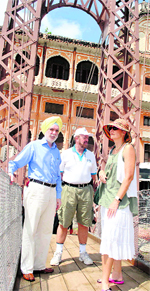 Members of a delegation from the Pacific Asia Travel Association at Sheesh Mahal, a heritage building, in Patiala on Friday