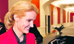 Helle Thorning-Schmidt of the Social Democrat party arrives at the Danish Parliament on Friday.