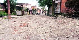 A road in a poor condition in Adhoiwala (South) in Dehradun.