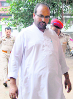BSP leader and travel agent Jaswinder Kumar at the Sadar police station in Jalandhar on Saturday
