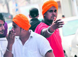 Voters with parnas going to cast their ballot at the Shimlapuri polling station in Ludhiana on Sunday