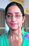 A first-time voter in Jalandhar. A Tribune photograph