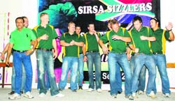 South African cricketers shake a leg at a programme at JCD Vidyapeeth in Sirsa. 