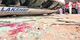 Blood, broken glasses and a chapatti depicts the horrific accident that took place near Moundia village in Ludhiana on Monday morning