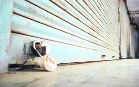 The sealed shops at Deen Dayal Upadhaya Market in Amritsar on Tuesday