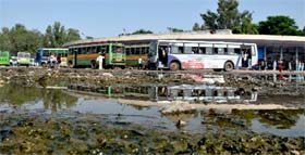Slush has become a permanent feature of the Gurgaon bus stand.
