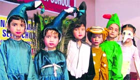 Students participate in birds party at Sanatan Vidya Mandir Senior Secondary School in Ludhiana on Tuesday.