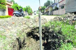 A part of Mohini Road dug up by the Jal Sansthan in Dehradun