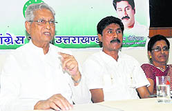 Govind Rao Adik, general secretary of the Nationalist Congress Party, addresses mediapersons in Dehradun on Wednesday. 