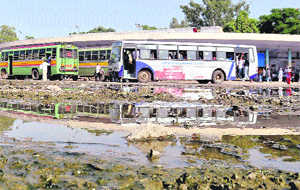 Come rain or sunshine, slush is a common sight at Gurgaon bus stand. 