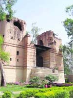 The historic building of the Hussaniwala Railway Station in a dilapidated condition. 
