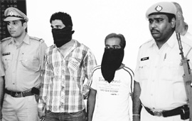 The firing accused at the Sector-4 police station in Panchkula on Thursday. 