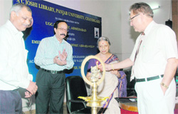 PU Vice-Chancellor RC Sobti inaugurates a seminar in Chandigarh on Thursday. 