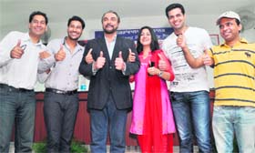 Star cast of ‘Yaara O Dildaara’ movie in Ludhiana on Thursday