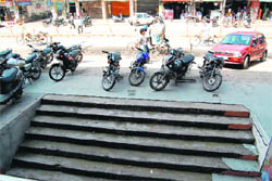 The damaged stairscase on Lawrence Road in Amritsar.