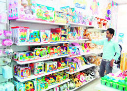 Popular children merchandise on display at Toonz in Amritsar