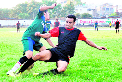 Players in action in the Doon Callisto Cup tournament played on the Pavilion ground in Dehradun on Friday